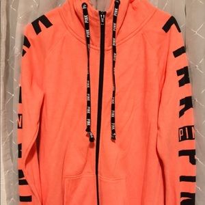 Pink Victoria Secret Coral full zip Hoodie